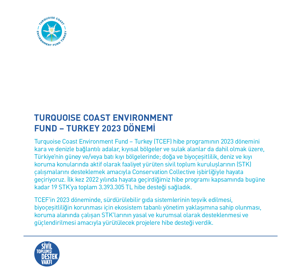 Turquoise Coast Environment Fund – Turkey’in 2023 Dönemi Fon Başlangıç Raporu Yayımlandı